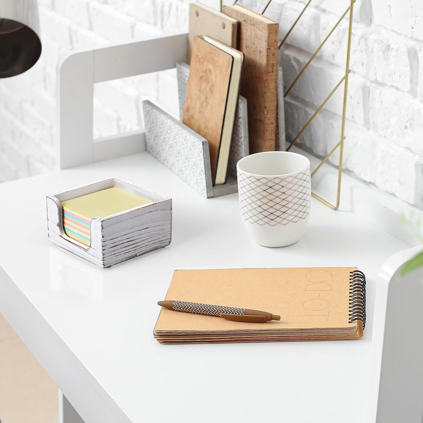 Bivvclaz Wood Sticky Note Holder, 3 x 3 Inch Post It Note Dispenser for Office Desk Accessories, Self Stick Note Pad Holder, Memo Pad Holder Dispenser Organizer for School Office Desk Supplies, Black