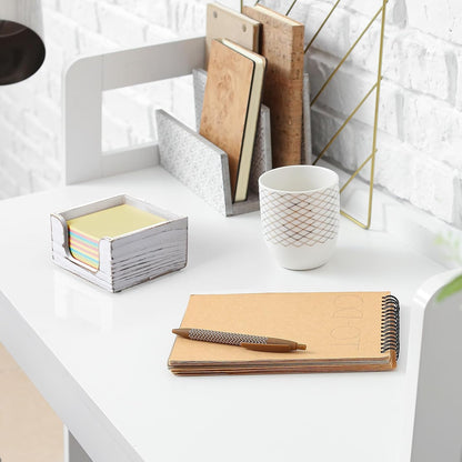 Bivvclaz Wood Sticky Note Holder, 3 x 3 Inch Post It Note Dispenser for Office Desk Accessories, Self Stick Note Pad Holder, Memo Pad Holder Dispenser Organizer for School Office Desk Supplies, Black
