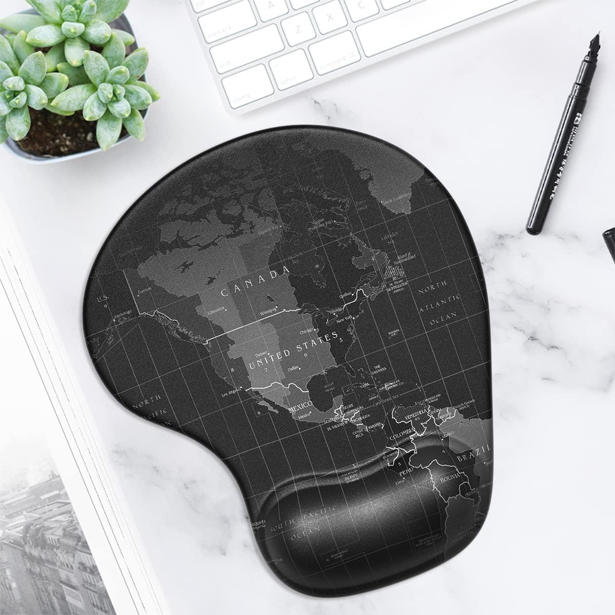 ITNRSIIET Ergonomic Mouse Pad with Gel Wrist Support Wrist Rest Smooth Surface Non-Slip PU Base Comfortable Office Supplies Pain Relief, 9.5 x 8 inches, Beach