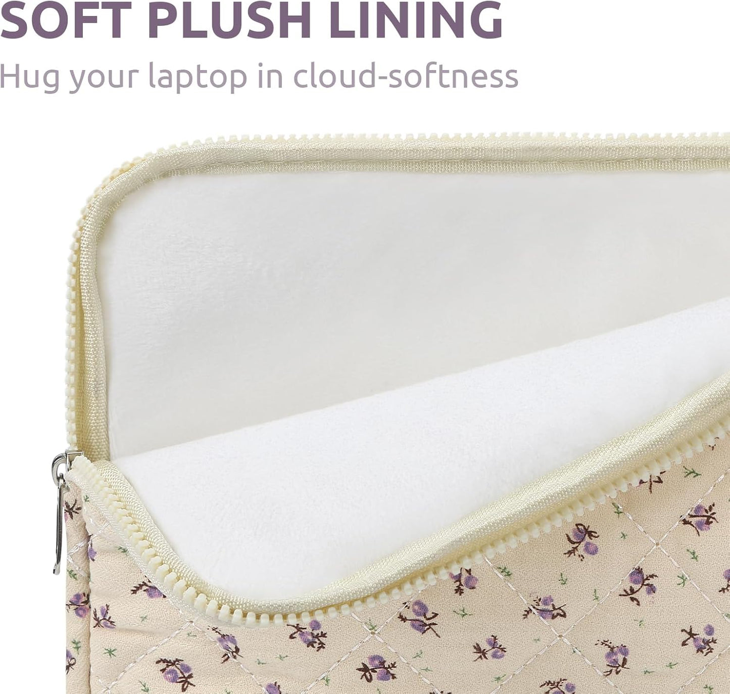 Puffy Laptop Sleeve 13 Inch Cute Quilted Laptop Protective Case Padded Floral Computer Sleeve for MacBook (A-Blue, 13 Inch)
