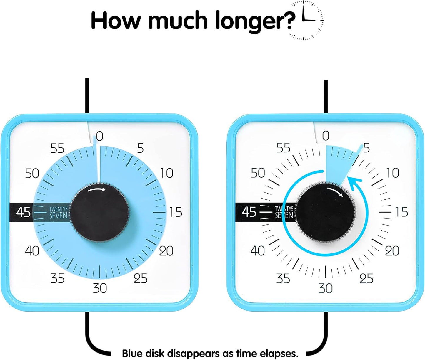 Visual Timer 7.5 inch; 60 Minute 1 Hour Countdown Timer for Kids Classroom Teaching Tool Home Office Meeting, Mechanical Countdown Clock for Exam Time Management Magnetic, Sky Blue with Colorful Disc