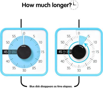 Visual Timer 7.5 inch; 60 Minute 1 Hour Countdown Timer for Kids Classroom Teaching Tool Home Office Meeting, Mechanical Countdown Clock for Exam Time Management Magnetic, Sky Blue with Colorful Disc