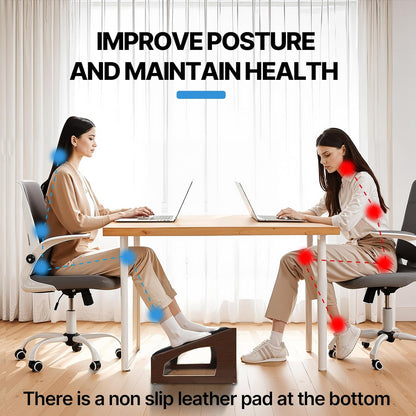 Ergonomic Foot Rest, 4 Adjustable Height Foot Stool,Footrest Under Desk， Soft Cushions,Foot Rest Office,Improving Posture, Promoting Blood Circulation（Natural）