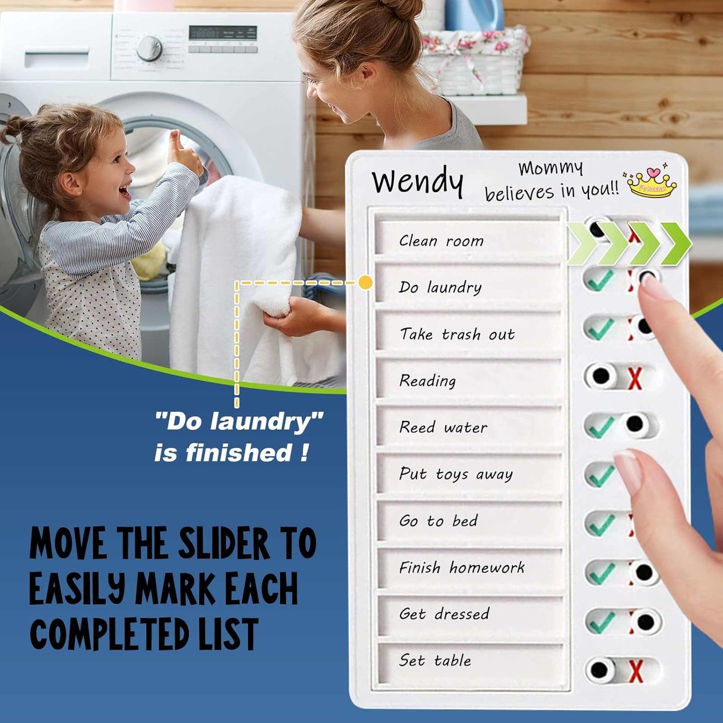 3 Pieces to Do List Checklist Boards, Plastic Memo Boards, Detachable Message Boards Checklist Slider, Schedule Planning Boards with 3 Acrylic Adhesive and 10 Cardstock for Check Items Accessories