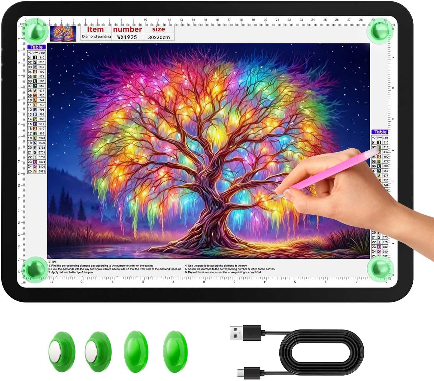 A2 Light Pad (25.2" x 18.4"), Large Magnetic Bright Light Box for tracing,6 Levels Dimming/3 Color,Physical Buttons,Light Board for Diamond Painting,Light Table for Drawing, Sketching