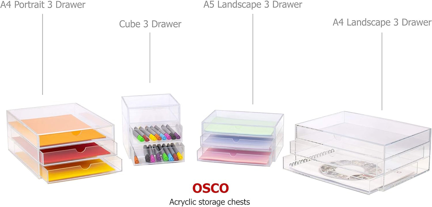 Osco X-Small Clear Acrylic Triple Drawer, (X-Small), A3274
