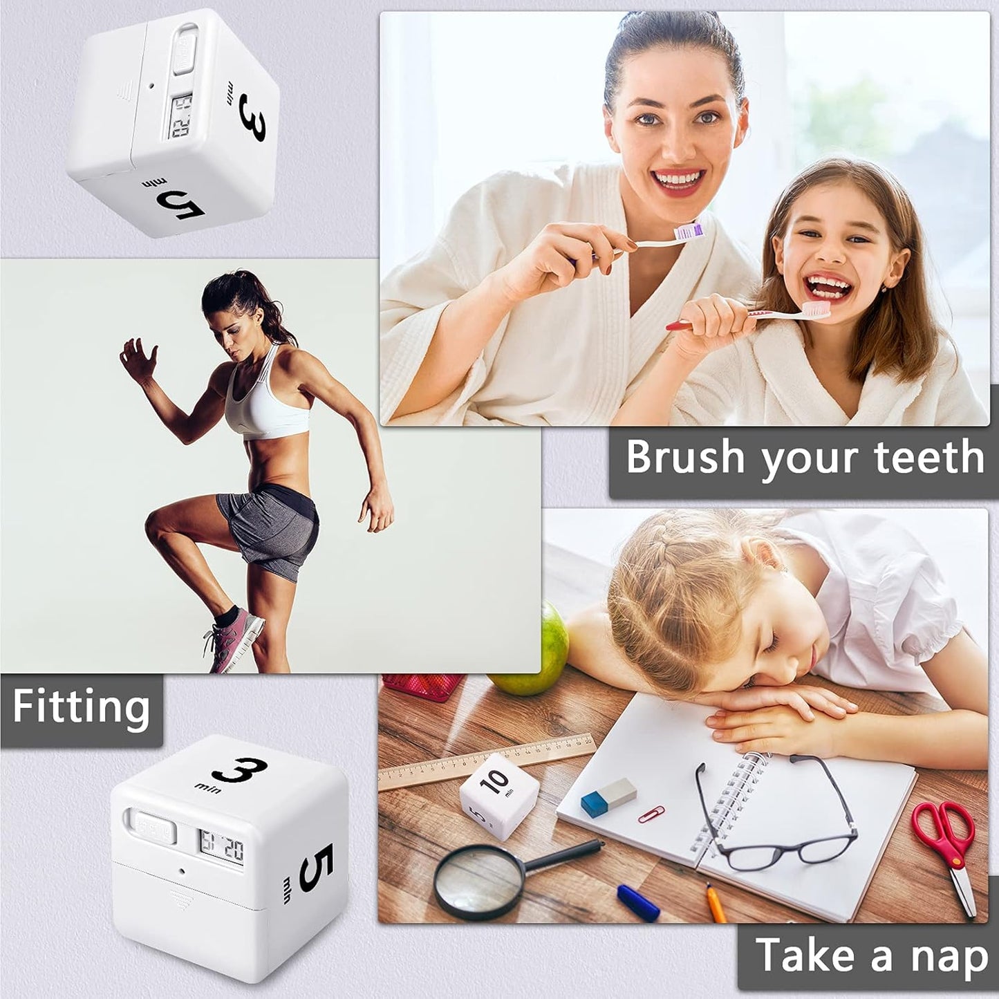 Weewooday 2 Pieces Cube Productivity Timer Flip Gravity Sensor Flip Countdown Countup Workout Timer Management 1 3 5 10 Minutes and 15 20 30 60 Minutes for Work Learning Kitchen Cooking(Green, Blue)