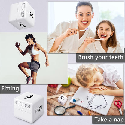 Weewooday 2 Pieces Cube Productivity Timer Flip Gravity Sensor Flip Countdown Countup Workout Timer Management 1 3 5 10 Minutes and 15 20 30 60 Minutes for Work Learning Kitchen Cooking(Green, Blue)