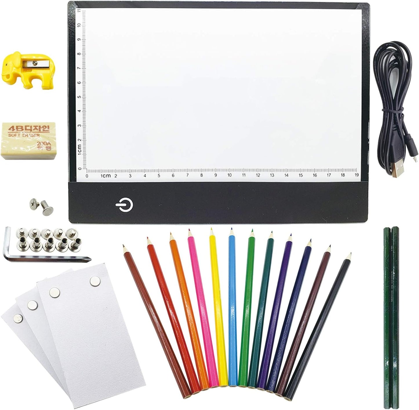 Canvall Flipbook Set for Drawing and Tracing Animation, Include: A5 LED Light Box, 540 Pages Animated Loose-Leaf Paper, 2 HB +12 Colored Drawing Pencils, Pencil Sharpener, Eraser and Screwdriver