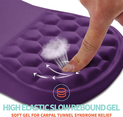 Ergonomic Mouse Pad Wrist Support with Memory Foam Massage Bulge, Carpal Tunnel Pain Relief Mousepad Wrist Rest for Mouse(12x8 inch, Silver Gray Light Purple)