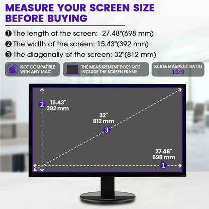 F FORITO 32 inch 16:9 Anti Blue Light Matte Screen Protector for Monitor, Compatible with 32" Sceptre/Dell/Asus/Acer/ViewSonic/Samsung/Aoc/HP/LG Widescreen Monitors