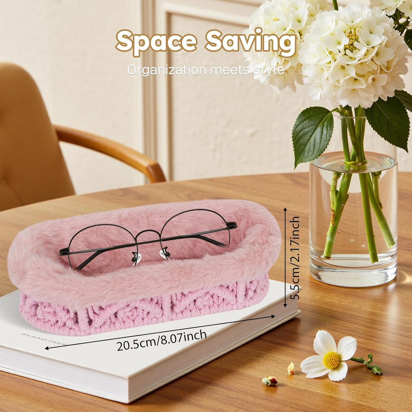 Glasses Holder,Anti-scratch Plush Lined Eyeglass Holder Stand for Nightstand Desk Storage Organizer