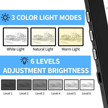 KOBAIBAN A4 Light Box for Tracing, Light Board with Side Physical Buttons, Magnetic Light Pad for Diamond Painting, Stenciling, Weeding Vinyl, USB LED Lighting Board (Black, 35.2 x 25.4 CM)