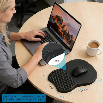 MROCO Ergonomic Mouse Pad with Wrist Support, Memory Foam Wrist Rest Mouse Pad, Non-Slip Base, Smooth Surface for Office & Home, Black