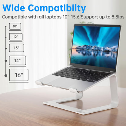 Laptop Stand for Desk Portable Computer Riser Metal Notebook Holder Printer Stand Office Desk Accessories Compatible with MacBook Air, Pro, Dell, HP, Lenovo and All 10-16" Laptops, Black