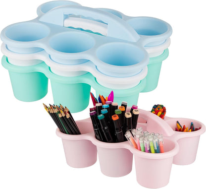 2 Pack Classroom Caddy For School,Kidsroom,Pencil Holder,Plastic Cup Caddy for Drink Delivery (Blue)