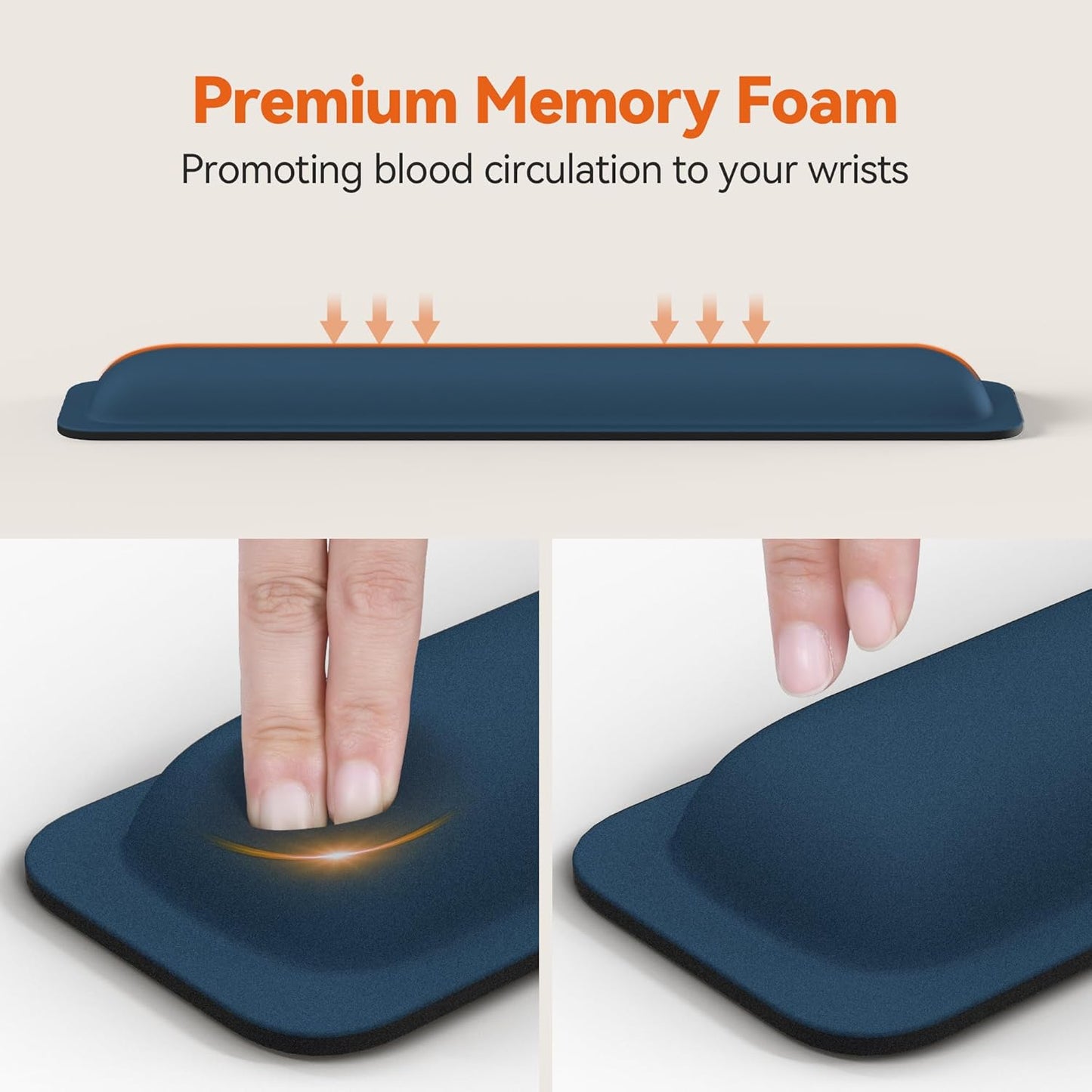 TECKNET Wrist Rest for Computer Keyboard, Thicken Memory Foam Wrist Support Pad for Keyboard, Ergonomic Palm Rest for Pain Relief, Anti-Slip Rubber Base, 17x3.3 in, 1 inch (25mm), Black