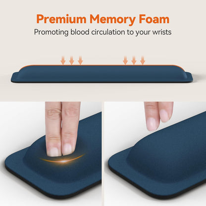 TECKNET Wrist Rest for Computer Keyboard, Thicken Memory Foam Wrist Support Pad for Keyboard, Ergonomic Palm Rest for Pain Relief, Anti-Slip Rubber Base, 17x3.3 in, 1 inch (25mm), Black