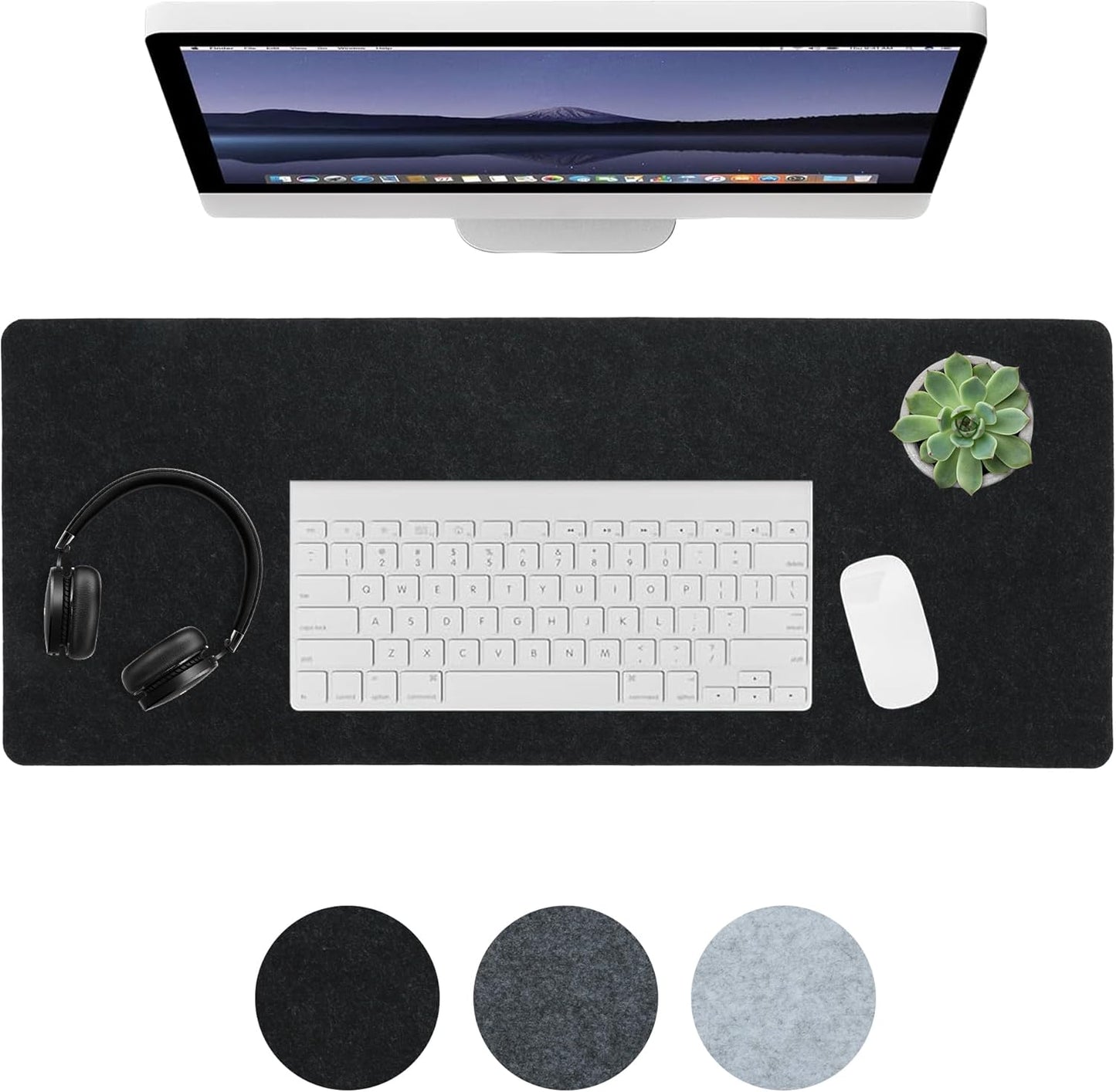Felt Desk Mat,Large Mouse Pad Desk Mat for Office & Home,Non-Slip Desk Blotter,Felt Desktop Mat for Laptop,Computer,Writing 27.6"x13.8" Dark Gray