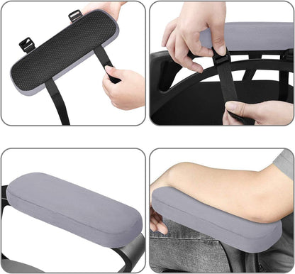 MOSISO Chair Armrest Pads (2 Pack), Memory Foam Home/Office Chair Arm Rest Covers Comfy Computer Gaming Elbow Cushion Removable Washable Elbow Support Forearm Pressure Relief, Black