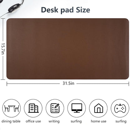 Dual-Sided Desk Pad, Large Mouse Pad - Natural Cork & PU Leather Non-Slip Waterproof Desk Mats for Office and Home (Blue, 31.5" x 15.7")
