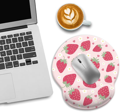 LIMKRIAN Cat Ergonomic Mouse Pad with Wrist Rest, Gaming Mouse Pad with Wrist Support, Funny Mouse Pads for Desk, Computer Mousepad with Non-Slip Pain Relief PU Base, Cute Office Desk Accessories