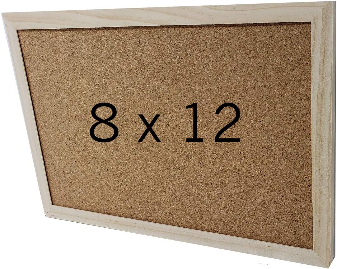 Mini Cork Bulletin Board Wood Framed 12 x 8 Inch for Home, Office or Dorm