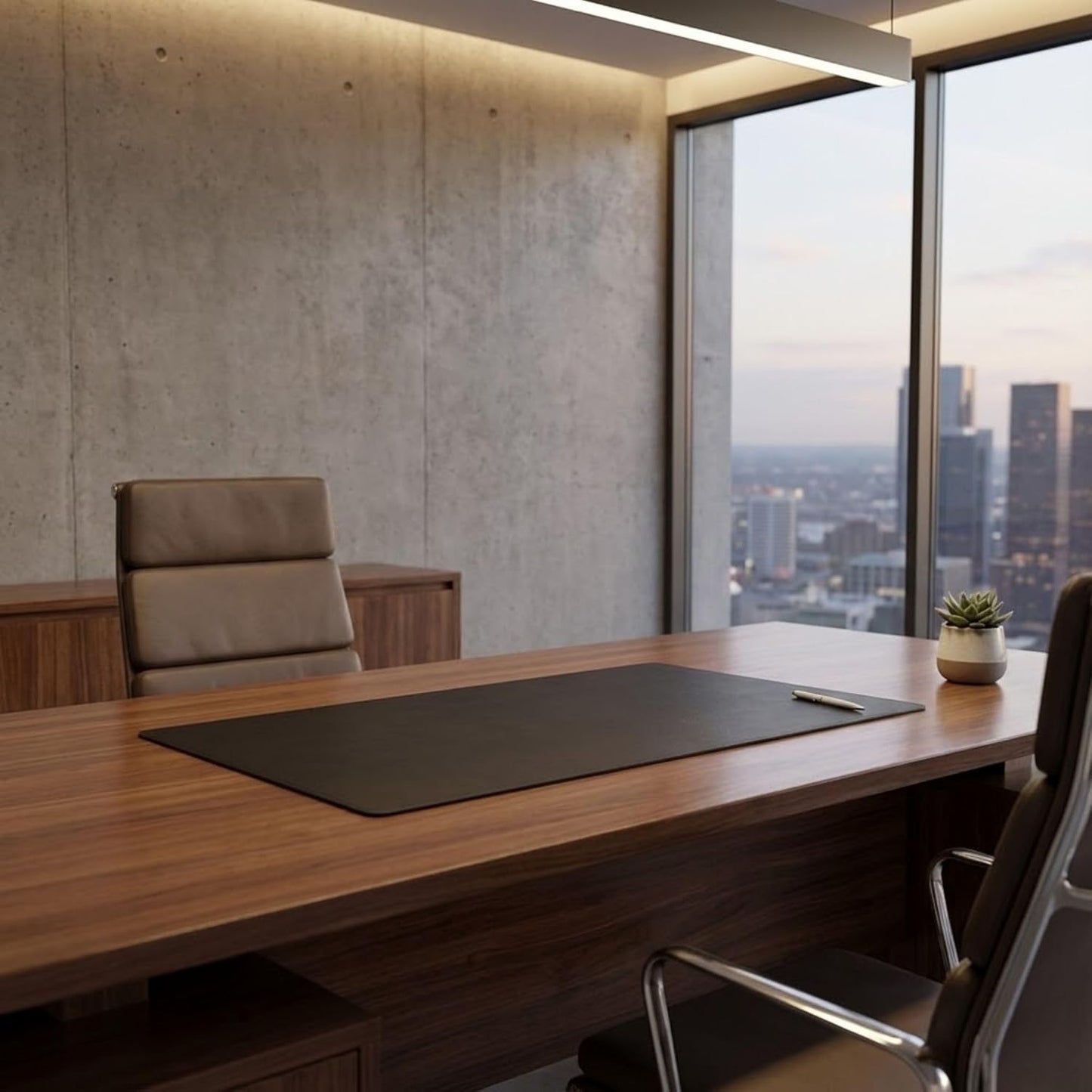 DACASSO Bonded Leather No Core Rollable Desk Mat/Pad - Luxury Leather Desk Blotter for Writing - Executive Desk Surface Protector - (Black, 36” x 17”)