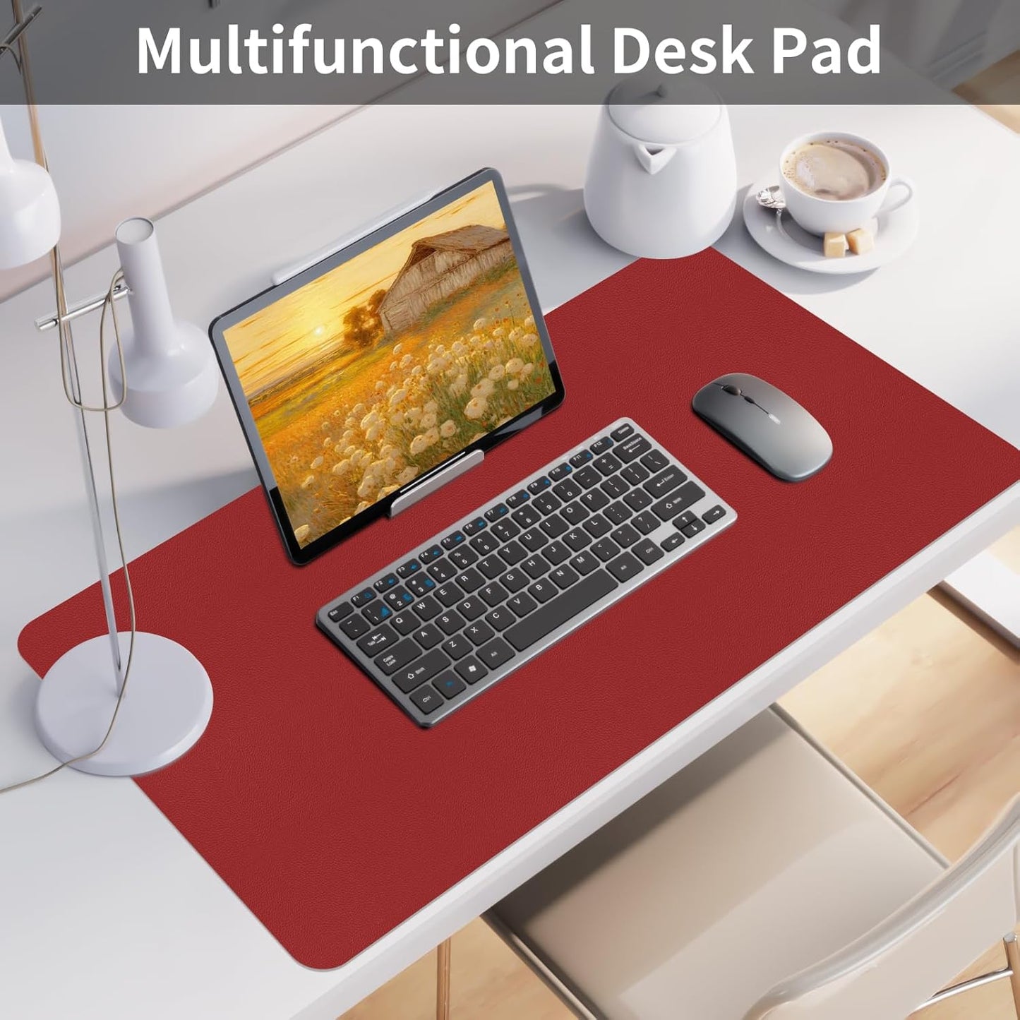 Bloss Leather Desk Pad and Keyboard Wrist Rest, Large Mouse Pad + Keyboard Pad+Mouse Wrist Support, Non-Slip Desk Mat Protector for Office, Home(31.5×15.7 Inches,Beige) - Colors B