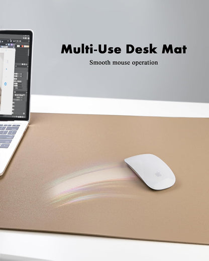 YSAGi Double-Sided Desk Pad, 31.5"x15.7"Leather Desk Mat, Eco Cork Desk Pad Protector,Large Mouse Pad,Waterproof Desk Blotter for Office/Home(Coffee)