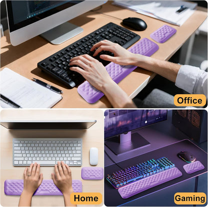 Keyboard Wrist Rest Mouse Wrist Support, Memory Foam Wrist Rest Pad for Computer Laptop, Ergonomic Wrist Cushion Support for Typing Pain Relief, Gaming Home Office, Purple