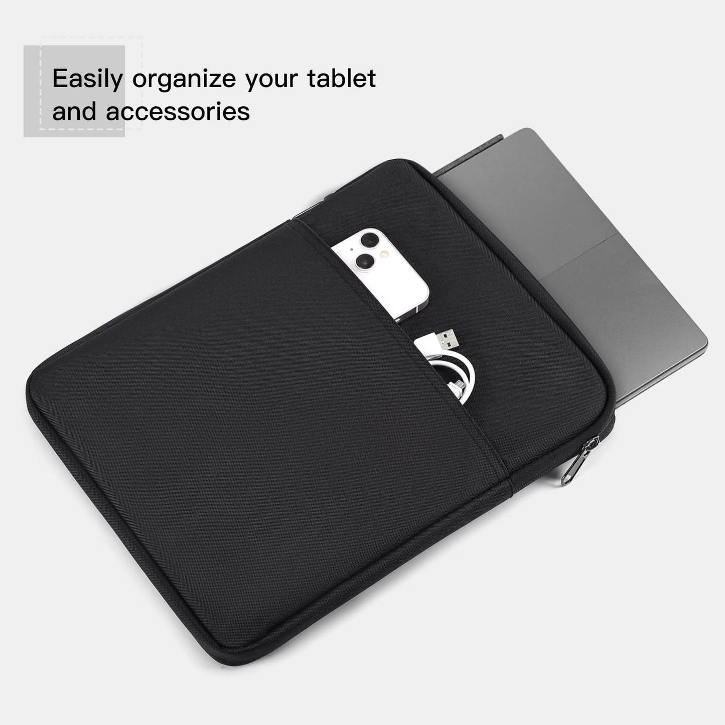 Tablet Sleeve for 2026 iPad A16, 11 inch iPad Air M4 M3 M2, Pro M5, Amazon Fire Max 11 Tablet/Kindle Fire HD 10/10 Plus, Galaxy Tab A9+ Plus Bag, Black