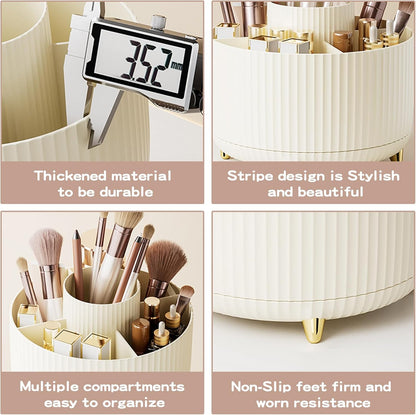 fanado 360° Rotate Makeup Brush Holder Organizer, Makeup Organizers Countertop, Makeup organization and Skincare Storage for Vanity, Desktop, Bathroom (White)