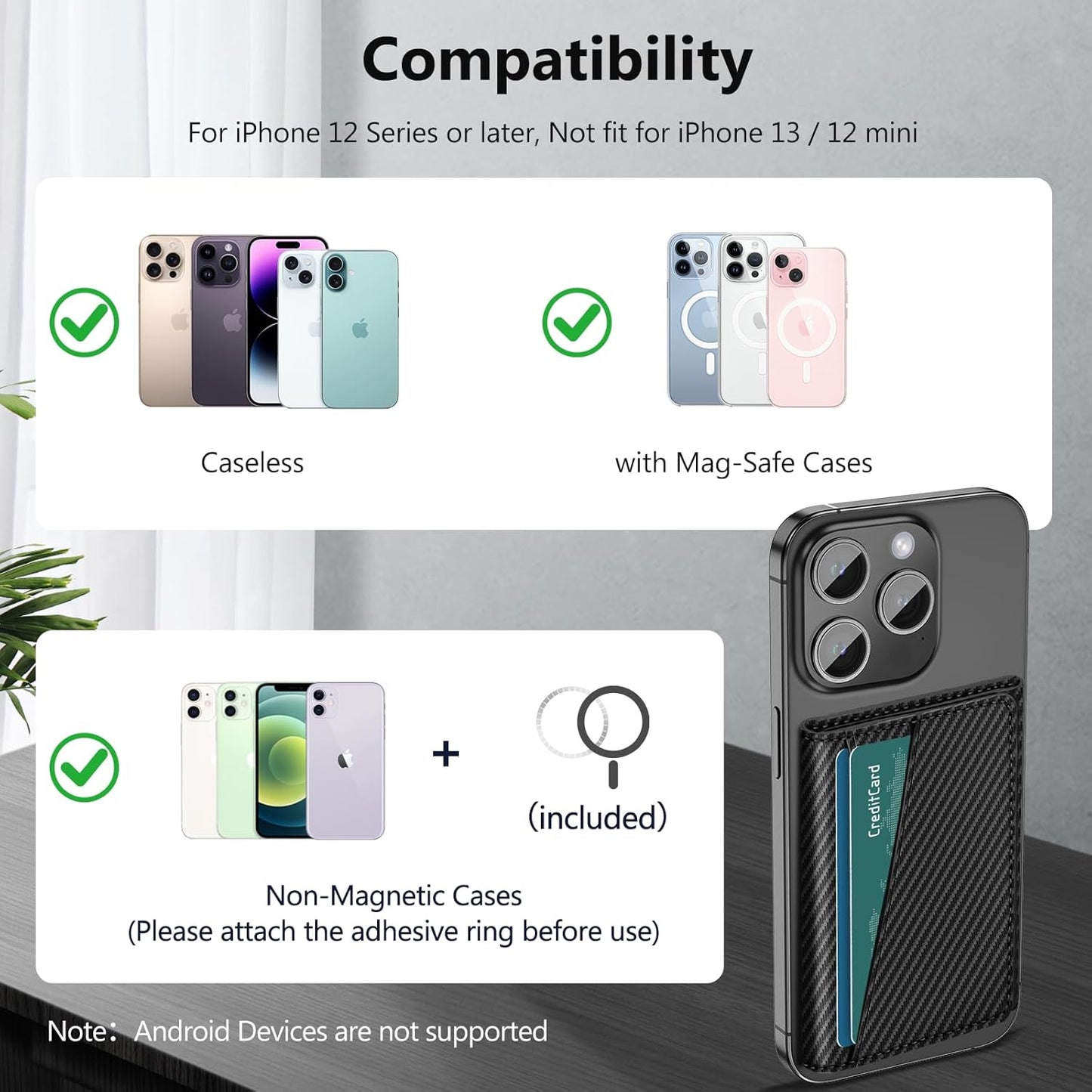 TopMade for Magsafe Wallet, Works with Apple Find My, Strongest Magnetic Wallet for iPhone 17/16/15/14/13/12 Series, Leather Magnetic Card Holder with Tracker, 7 Cards Holder, RFID Blocking, Black
