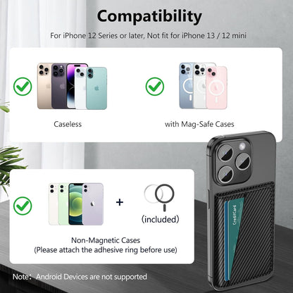 TopMade for Magsafe Wallet, Works with Apple Find My, Strongest Magnetic Wallet for iPhone 17/16/15/14/13/12 Series, Leather Magnetic Card Holder with Tracker, 7 Cards Holder, RFID Blocking, Black
