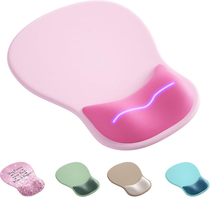 Ergonomic Mouse Pad with Wrist Rest,Cute Gel Mousepad Wrist Support - Small Mini Portable for Travel Mouse Pads for Desk Laptop,Computer,Office & Home Decor (Pink&Light Pink)