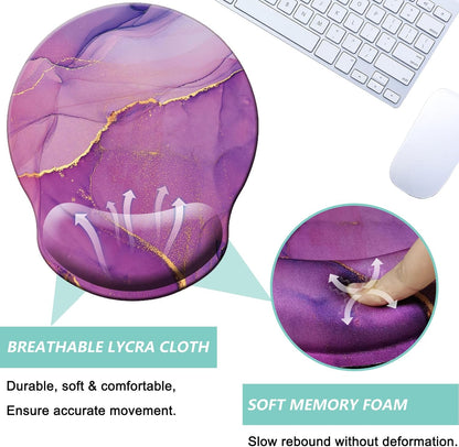 Mouse Pad with Wrist Support, Ergonomic Mouse Pad with Memory Foam Wrist Rest Cushion, Non-Slip Rubber Base Gaming Mice Pad for Home Office Computer Laptop, Flowers Grass