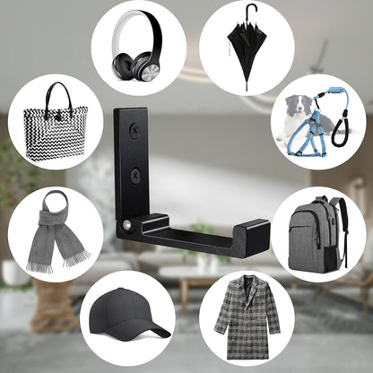 OHIYO Folding Wall Hook 2PCS Folding Coat Hooks for Hanging Heavy Duty Coat & Bag & Backpack & Hat & Headphone Foldable Coat Hooks Wall Mounted Saves Space (Black)
