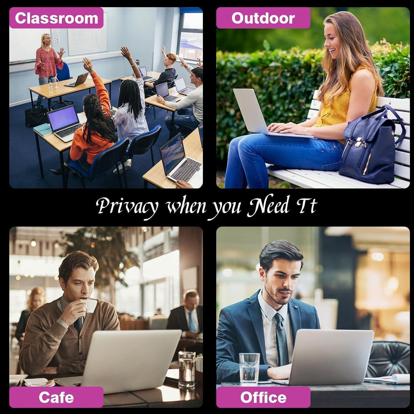PYS Magnetic Laptop Privacy Screen Filter 15.6 Inch 16:9 - Detachable Computer Screen Privacy Shield, Anti-Glare Blue Light, Removable 15.6" Screen Protector for Lenovo, HP, Dell, Acer, ASUS