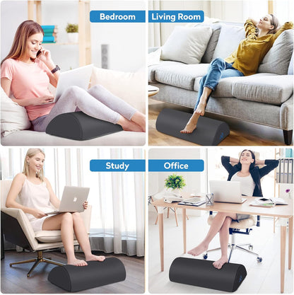 StepLively Foot Rest Ergonomic Pillow for Under Desk at Work, Anti-Fatigue Footrest Support Pillow for Fatigue & Pain Relief, Comfortable for Office Chair, Car Seat & Gaming Chair - Black