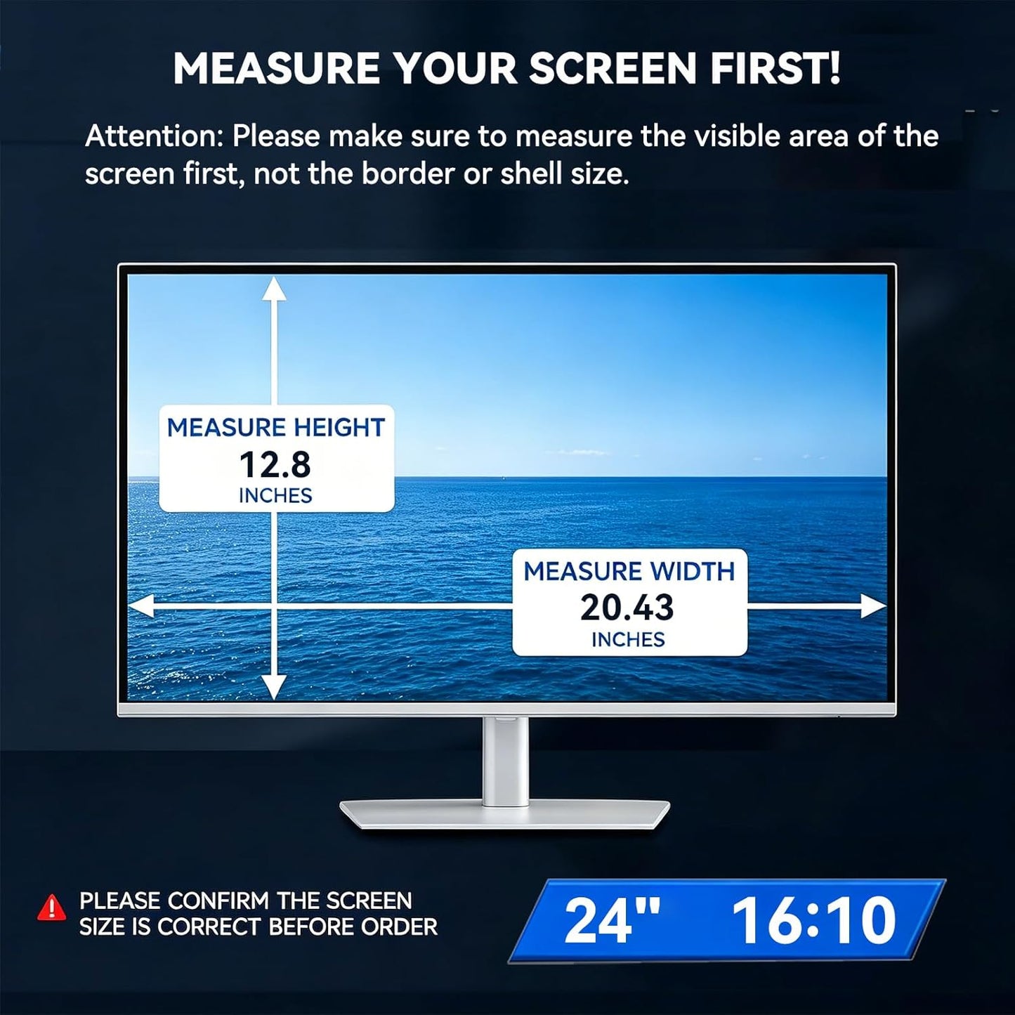[2-Pack] 24 Inch Computer Privacy Screen 16:9 Aspect Ratio Widescreen Monitor, Eye Protection Anti Blue Light Glare Computer Monitor Privacy Filter, 24inch Removable Black Blackout Anti Spy Desktop Security Privacy Filter