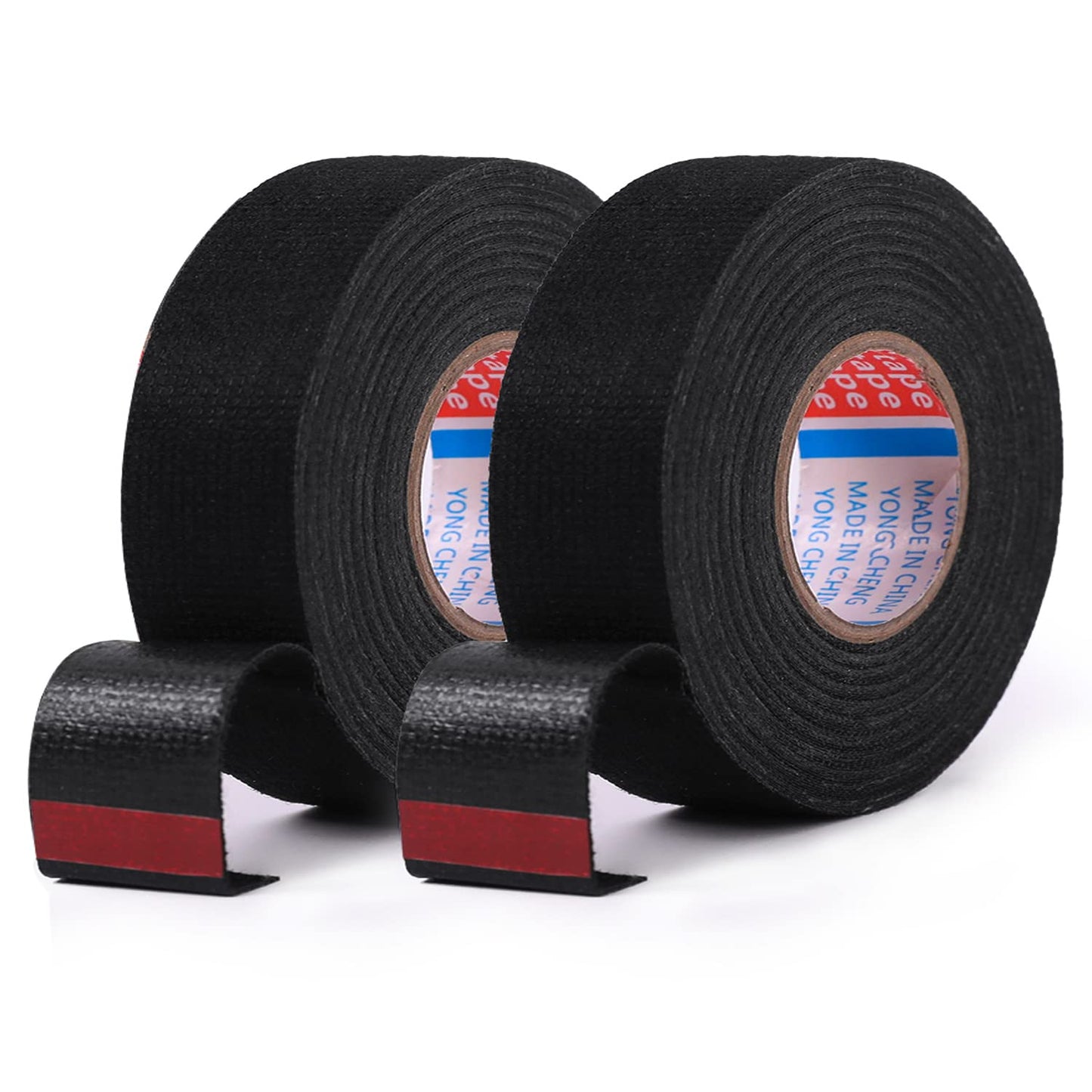 HSTECH 2 Rolls Wire Loom Harness Tape, Speaker Wiring Harness Cloth Tape, Black Adhesive Fabric Tape, for Automobile Electrical Wire harnessing Noise Dampening Heat Proof （15mm X 15m）
