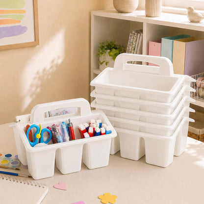 gisgfim 8 Pack Classroom Caddy Storage Basket with Handle 4 Compartment Storage Caddy Plastic Arts Crafts Caddies Protable Classroom Craft Caddies for Kids Schools Art Craft Supplies(Pastel)