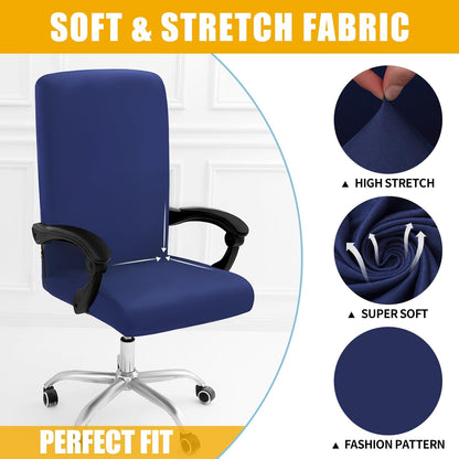 Smiry Stretch Printed Office Chair Armrest Covers, 2 Pcs Soft Fit Removable Washable Computer Desk Chair Arm Covers Protector, Black