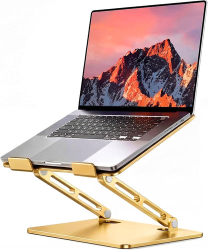 LOXP Adjustable Laptop Stand for Desk, Metal Foldable Laptop Riser Holder, Portable Ventilated Cooling Desk Book Shelf, Ergonomic Computer Notebook Stand Compatible with 10-15.6" Laptops