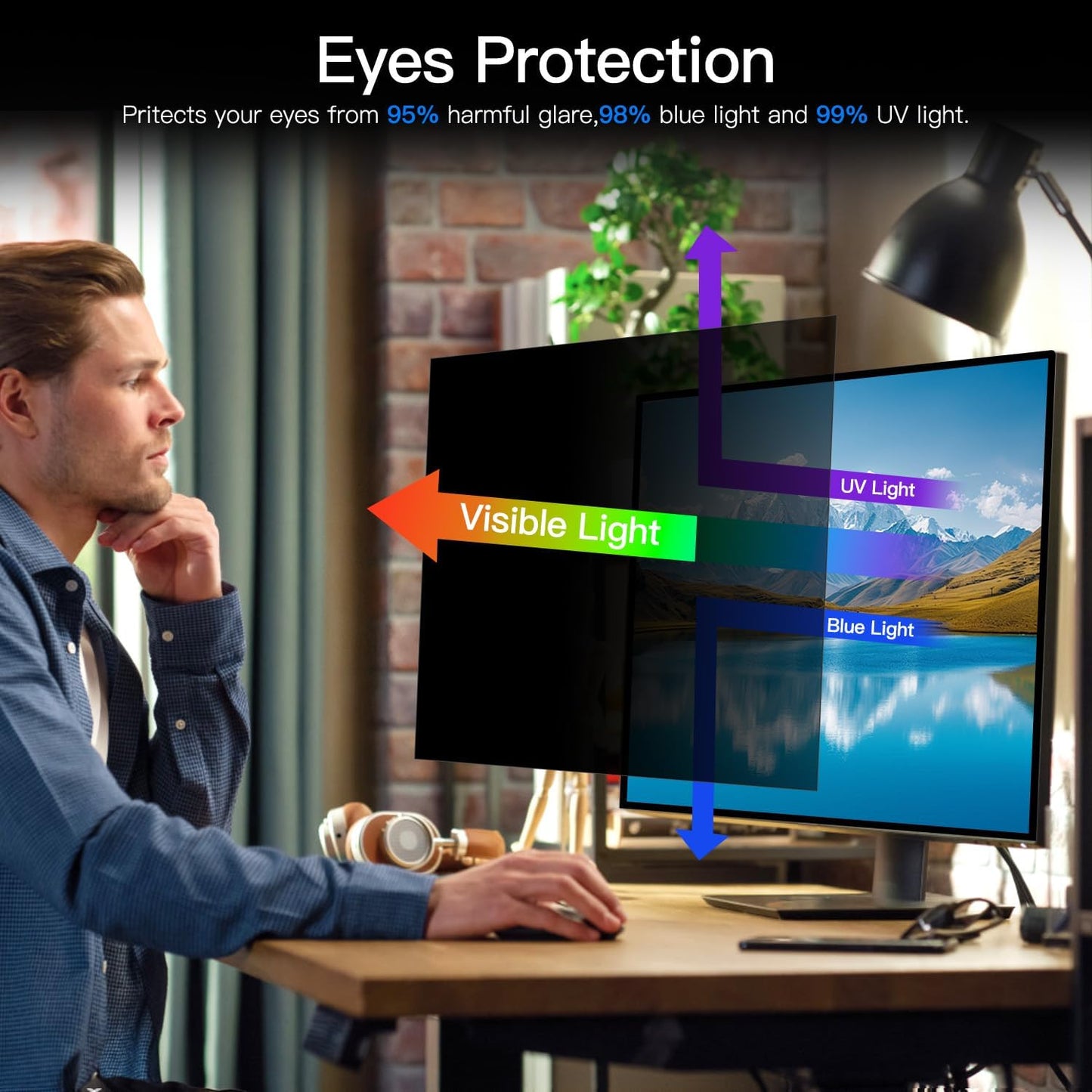Laptop Privacy Screen 14 Inch 16:9 Aspect Ratio, Laptop Screen Privacy Shield Compatible With Lenovo Hp Dell Acer Asus Thinkpad Envy Xps, Removable Anti Glare Blue Light Computer Filter Protector