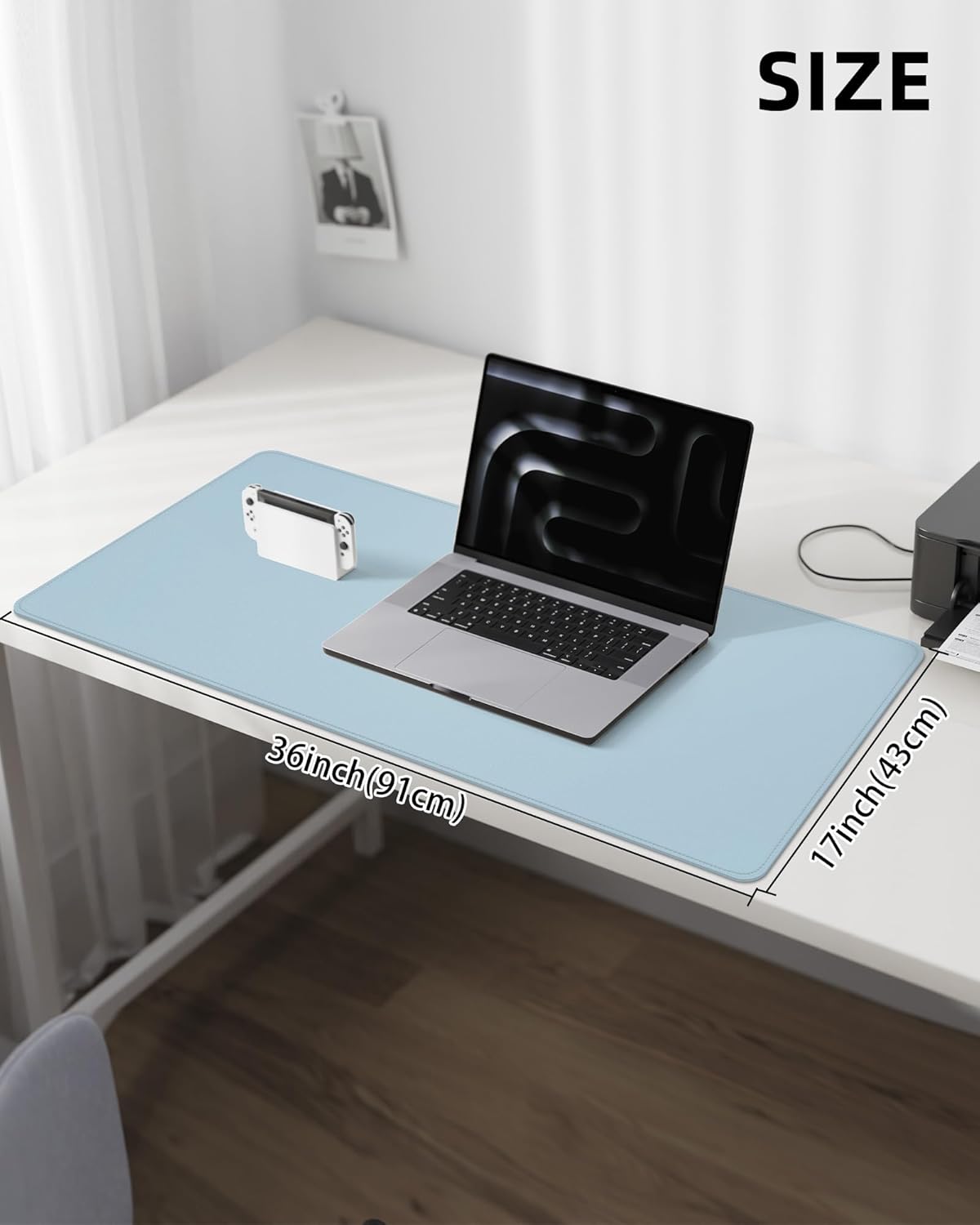 AFIING Desk Pad Protector 23.6" x 13.7" - Non-Slip Waterproof PU Leather Desk Mat for Mouse, Keyboard, Laptop, Office and Home Workspace (Beige)