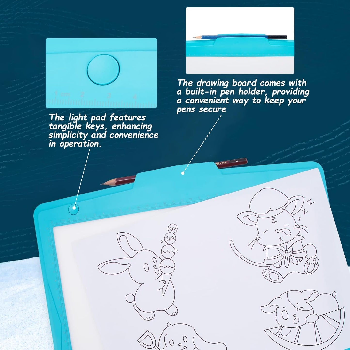 IMAGE A4 LED Tracing Pad for Kids, Rechargeable Light Up Drawing Tablet Board Children Portable Art Christmas Gift for Boys Girls Ages 6+(with 10 Traceable Sheets), Durable & Fun Creative Toy(Blue)