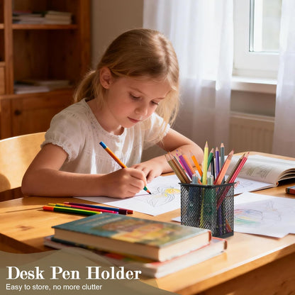 2 Pack Square Metal Pen Holder for Desk, 3.15 x 3.74 IN Pen Cups, Pencil Holder Workspace Organizers for School Office- Desk Accessories & Storage, Black