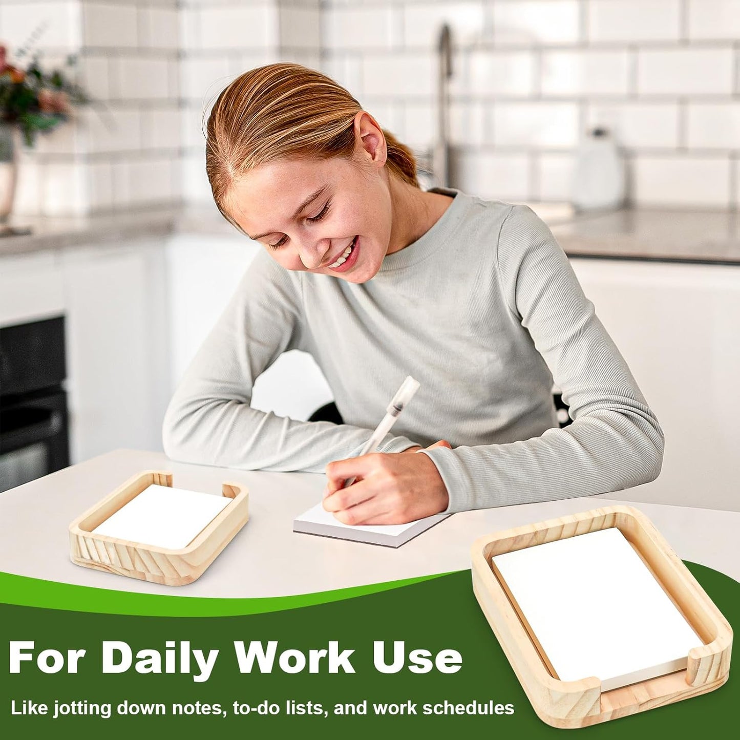 4x6 Memo Paper Holder Organizer for Desk Black Wooden Note Paper Tray with 100 Sheet Blank Memo Pads 4x6 Index Card Tray Black Wood Sticky Note Holder for Office Home School